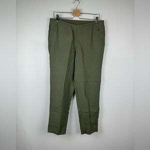 J. Jill Love Linen Olive Pull On Slim Leg Linen Pants, Size Medium